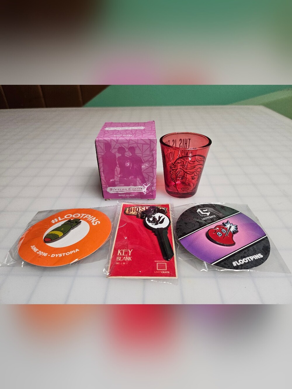 Sixteen Candles Shot Glass and Pins